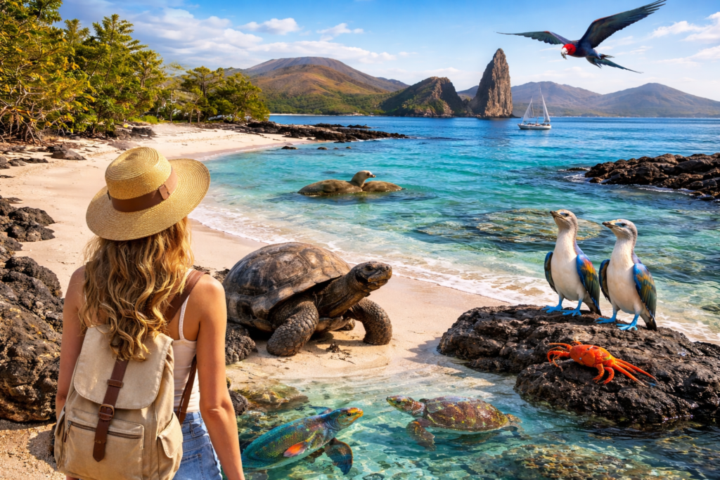 mujer en galapagos